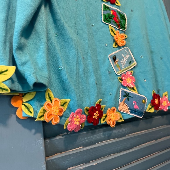 Jack B. Quick Rare Vintage Tropical Beaded Sweater - Picture 14 of 14